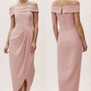 BHLDN Off-Shoulder Blush Pink Midi Dress
